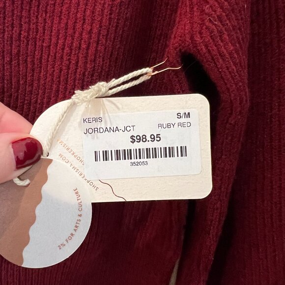 Red/Burgundy Crop Zip Sweater - Picture 4 of 5